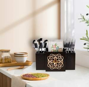 Porta Cucharas de Madera con Recubrimiento Resistente a Impactos, Efecto Pintado a Mano, Porta Cucharas de Madera para Decoración del Hogar - Product Image 1