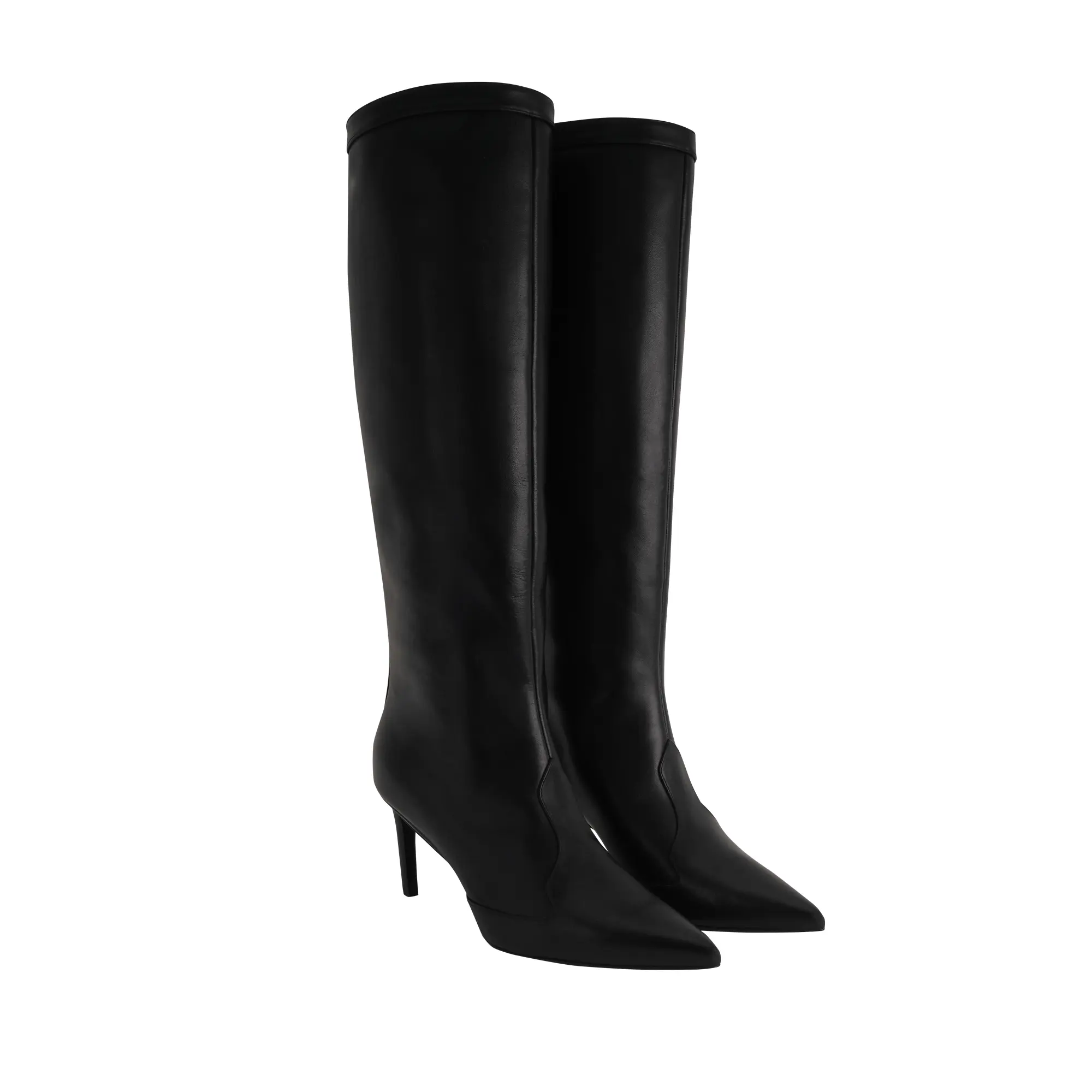 High Quality Italian Leather High Heel Black Boots Nancy Shoes for Women