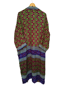 Kimono d'été de luxe, couverture de bikini, robe longue de nuit, kimono sari indien vintage en soie recyclée fait à la main, - Product Image 6