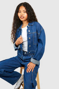 Veste en jean courte pour femme, prix de gros, tricotée, respirante, dernier style, couleurs et tailles personnalisables, haute qualité - Product Image 4
