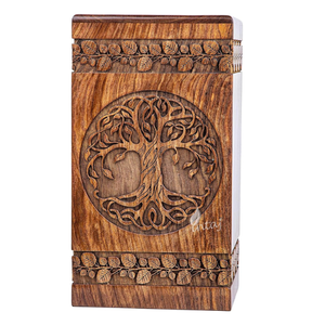 Urna hecha a mano de palisandro para cenizas humanas-Urnas de madera de árbol de la Vida para Adultos hechas a mano-Urna de cremación funeraria celta para perros - Product Image 1