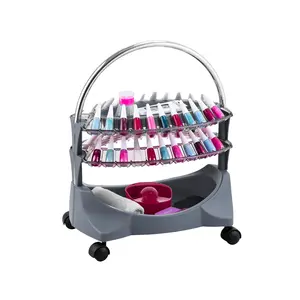 Smaltbell Classic Trolley Grey-¡El primer carrito organizador de esmalte de uñas del mundo! Su marco de acero cromado tiene un asa de transporte