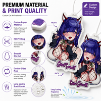 Désodorisant de voiture personnalisé en forme de personnage de dessin animé, emballage en sachet aluminium de qualité supérieure, parfum longue durée lavande et rose, carte en papier, cadeau promotionnel