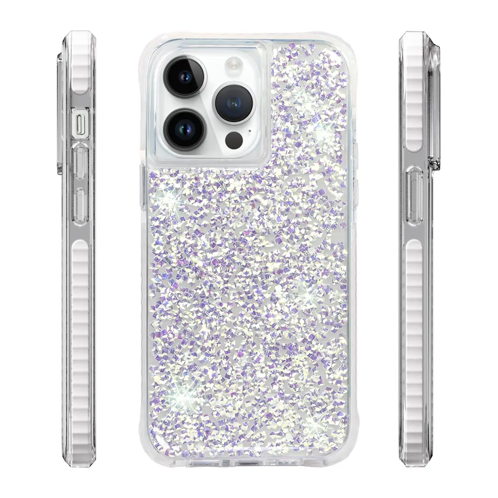 Personnalisé Capa Para Celular Ipone Blanc Sublimé Tpu Couvre 3d Cell Pour 15 13 Pro Max 3in1 Forte Protection Glitter Phone Case