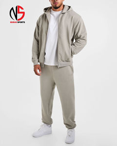 Ensemble de survêtements unisexe surdimensionnés personnalisés de haute qualité, épais avec fermeture éclair, ensembles de sweat-shirts premium pour hommes du fabricant en 2026 - Product Image 3