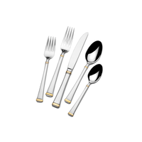 Nouvel ensemble de couverts de luxe en acier inoxydable, 5 pièces, finition miroir décorative vintage, vaisselle durable pour fêtes, prix abordable pour la maison