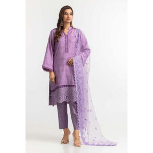 Ensemble de costume 3 pièces pour femme en jacquard violet brodé - Product Image 4