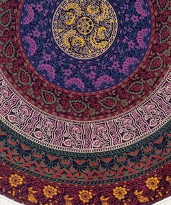 ผ้าห่มชายหาดทรงกลมลายแมนดาลาพรมผ้าปูชายนอนลายประสาทหลอนผ้าปูโต๊ะแบบฮิปปี้รูปช้างสำหรับตกแต่งผ้าปูที่นอน - Product Image 4