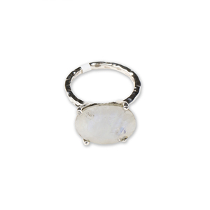 แหวนพลอยมูนสโตนสีรุ้งธรรมชาติสำหรับผู้หญิงแหวนเงินสเตอร์ลิง925ทำด้วยมือ - Product Image 6