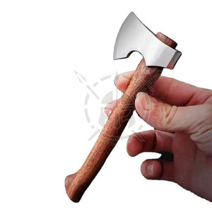Industrial Mini Carbon Steel Viking <b>Axe</b> Customized Leather Ash <b>Wood</b> Handle Camping Hatchet Pizza <b>Cutting</b> Tomahawk Double Blade - Product Image 2