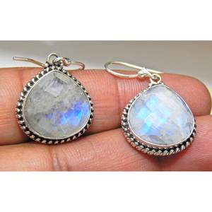 ต่างหูเงินแท้925แบบดั้งเดิมพลอยควอตซ์มูนสโตนธรรมชาติของขวัญวันครบรอบที่สมบูรณ์แบบสำหรับเงินของเธอ - Product Image 2