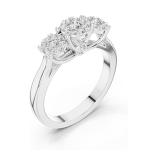 Bague à trois pierres en diamant de laboratoire de 0,496 carats pour femme, clarté VVS-VS EF, disponible en or rose, or jaune, or blanc et argent 925 - Product Image 6