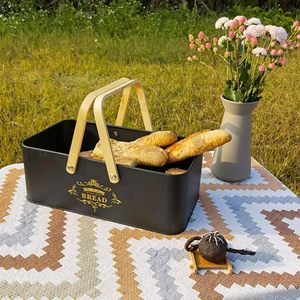 The Better Home Stainless Steel Bread <b>Container</b> Metal <b>Box</b> with Wooden Lid and Handle for Bread - Product Image 4