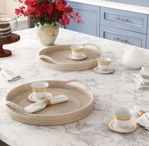Plateau de service en bambou de couleur marron clair écologique de luxe à l'extérieur Plateaux de stockage des aliments Décoration moderne Disponible avec logo personnalisé - Product Image 6