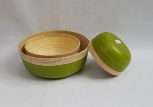 Conjunto de 3 cuencos de bambú hechos a mano, juego de ensaladas naturales respetuosas con el medio ambiente, cuenco hecho en Vietnam, la mejor calidad, nuevo diseño - Product Image 4