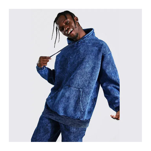 Sudadera con capucha acolchada de invierno personalizable para hombre, jersey de patrón sólido, estilo lavado con ácido, estampado Digital, cuello con capucha hecho en fábrica - Product Image 1