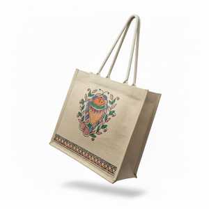 กระเป๋าช้อปปิ้งปอกระเจาแบบพับได้ ด้ามจับยาว ทำด้วยมือ พร้อมซิปด้านบน เป็นมิตรกับสิ่งแวดล้อม - Product Image 3