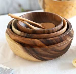 Bol à salade en bois écologique à forte demande bol de service biodégradable élégant à manger rustique moderne pour l'affichage de fruits de haute qualité - Product Image 1