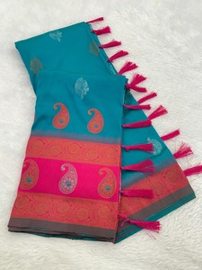 Indian Pakistani Exclusive Designer Look Silk Sari Elegante Blusa elegante Étnico Última moda Boutique Party Wedding Wear - Product Image 3