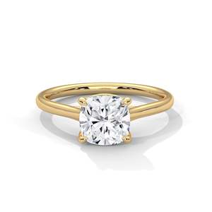 Bague solitaire en diamant de laboratoire taille coussin 2 carats, clarté VVS, or jaune/rose/blanc 14K/18K/10K, bague de fiançailles minimaliste - Product Image 2