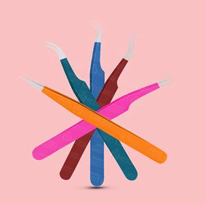 Pinces à cils de qualité salon, courbées, droites, pour extensions de cils volumineuses, pinces à cils colorées de haute précision, outils pour cils en gros, usine - Product Image 5