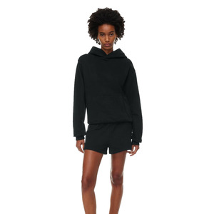 Custom Made Women's Cotton Fleece Blank Pullover Hoodie and Short <b>Set</b> Comfortable Solid Pattern Canvas Fabric <b>on</b> Sale in Bulk - Product Image 1