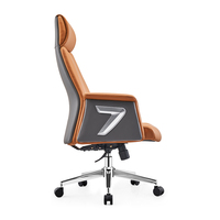 Chaise de bureau de direction de luxe à dossier haut pivotant en cuir PU orange pour salle de réunion