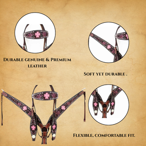 Pechera Ecuestre Occidental de Cuero Brillante Tallado de Calidad Premium y Duradera con Halter de Acero Inoxidable |   Fancy Tack 2026 - Product Image 4