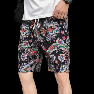 Surf verano nueva boutique flor algodón Lino hombres casual playa pantalones cortos hombres casual transpirable ocio pantalones cortos hombres - Product Image 2