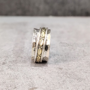 Bague de méditation Spinner Band Bague de pouce pour femme en argent sterling 925 Soulagement de l'esprit Bijoux faits à la main Party Anxiety Mens Spinner Ring - Product Image 6