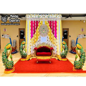 Estatuas de pavo real de fibra de vidrio coloridas para decoración de boda estatuas de fibra de pavo real para salón de bodas decoración de boda estatua de pavo real FRP Reino Unido - Product Image 1