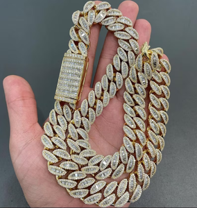ห่วงโซ่สไตล์คิวบาสุดหรูสไตล์ฮิปฮอปพร้อมด้วยเพชรโมอิสสีโรสโกลด์14 KT ที่ร้อนแรงที่สุดตัดมาพร้อมความชัดเจนของ VVS - Product Image 4