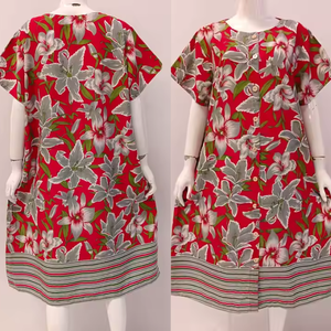 Summer Simple Daily Floral Casual Knee-Length Oversized Rayon Dress Everyday Comfortable Top-Down Full Button - Product Image 5