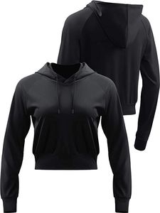 women's heather grey <b>cropped</b> hoodie - 65% cotton, 35% polyester, full zip athletics club tracksuit <b>top</b> - Product Image 4