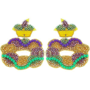 Mardi Gras último diseño con cuentas y pendientes bordados a mano en la parte posterior mejor proveedor de joyería de la India para mujeres y niñas - Product Image 3