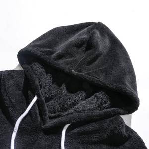 Men's Solid Tracksuit Casual Fleece Pullover Sweatshirts Fluffy Warm Long Sleeve <b>Hoodies</b> with Ultra Soft <b>Comfy</b> - Product Image 3