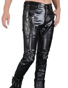 Pantalones de Cuero para Hombre de Primera Calidad, Tinte Liso, Servicio OEM, Corte Recto, Cintura Media, Ajustados, Delgados, Transpirables, para Invierno - Product Image 5