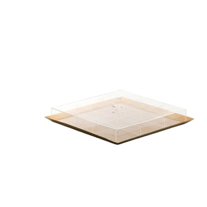 Juego de tres bandejas de servicio de metal de aluminio dorado en varios tamaños ideales para servir comida en bodas y restaurantes - Product Image 5