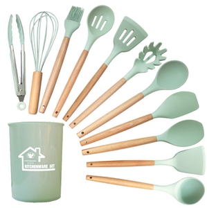 Wholesale 12-Piece Heat Resistant Non-Stick Silicone <b>Spatula</b> <b>Set</b> Wood Grip Sustainable Food Safe Dishwasher Safe Utensils - Product Image 4