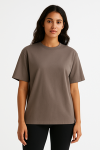 T-shirt à col roulé surdimensionné en coton 100% personnalisé de qualité supérieure 2025, streetwear, coupe ample, tricoté, t-shirts vierges, faible MOQ, impression de logo - Product Image 4