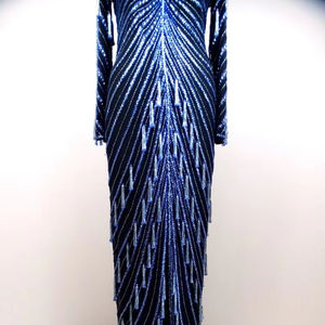 Anti-Static <b>blue</b> Evening Party <b>Dress</b> full sleeves Pattern Long Body Shape Full Length Cocktail <b>Dresses</b> for Events - Product Image 1