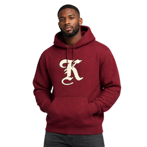 Felpa con Cappuccio Kappa Alpha Psi in Ciniglia Rossa con Ricamo Old English K, Fraternità Greca Nupe 1911, Tessuto Premium in Pile - Product Image 1