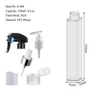 Bouteille rectangulaire en plastique PET personnalisée de 130 ml avec pulvérisateur à pompe, impression sérigraphique, emballage pour spray d'alcool, savon liquide, lotion, E-088