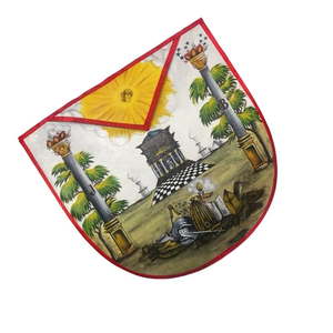 Tablier maçonnique en chenille peint à la main avec attache magnétique brodée, style luxueux, couleurs et motifs personnalisés - Product Image 5