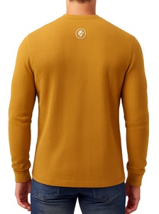 Pro-Style Custom Men’s Anti-Wrinkle Long Sleeve <b>Waffle</b> Knit T-<b>Shirt</b> Casual Slim-Fit Crewneck - Product Image 3