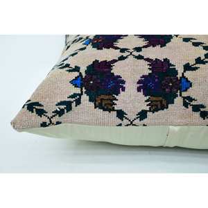 หมอนผ้าวูลสีม่วงลายวินเทจแบบวินเทจผ้าโมเสคผ้าคอตปะต่อลายองุ่น32X32นิ้วเทคนิคการทอ - Product Image 4