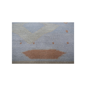 Alfombra Manchaha Azul de Lana y Seda Anudada a Mano con Patrón Geométrico Rectangular para Sala de Estar, Dormitorio y Pasillo, Modelo Lub-79 - Product Image 3