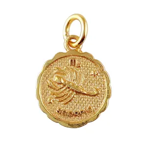 Scorpio Zodiac 11mm Round Shape Gold Plated Pendant Zodiac Charms Pendant Gold And Silver Plated For Necklace & Earring Making