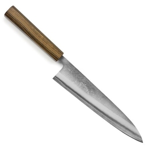 Cuchillo de Chef Japonés de Damasco Personalizado al por Mayor, Mango de Madera, Acero al Carbono de Alta Calidad, Hecho a Mano, Apto para Lavavajillas, Ambidiestro - Product Image 1