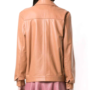 Nueva temporada de invierno 2025-26, ropa informal de moda para mujer, chaqueta de cuero marrón caramelo genuino, venta al por mayor, chaqueta de cuero personalizada - Product Image 6